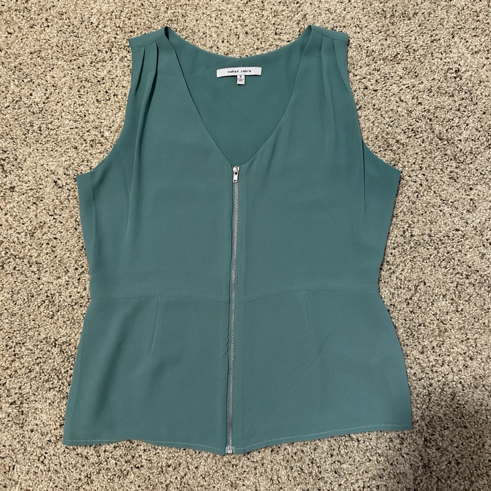 Naked Zebra Sage Zip-Front Tank Top